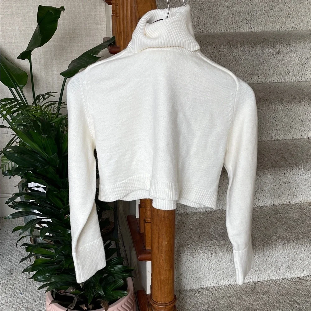 Zara Cream Cropped Turtleneck Sweater